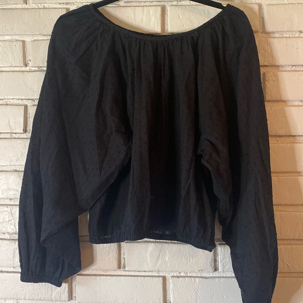 ANTHRO Maeve black long sleeve textured dot top